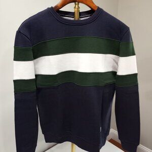 MBX COLOUR BLOCK SWEATSHIRT BLUE GREEN WHITE LONG SLEEVE CREW MEN SIZE XL